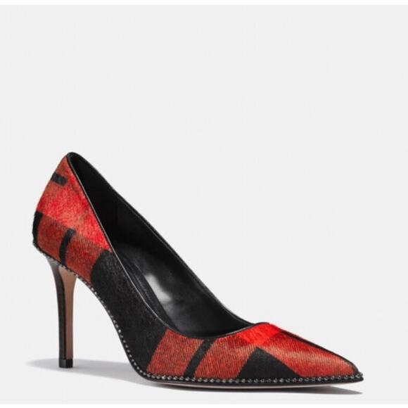 Coach Tamera Plaid Haircalf Black-Brt Persmn Heels ( 7M) - Picture 1 of 12